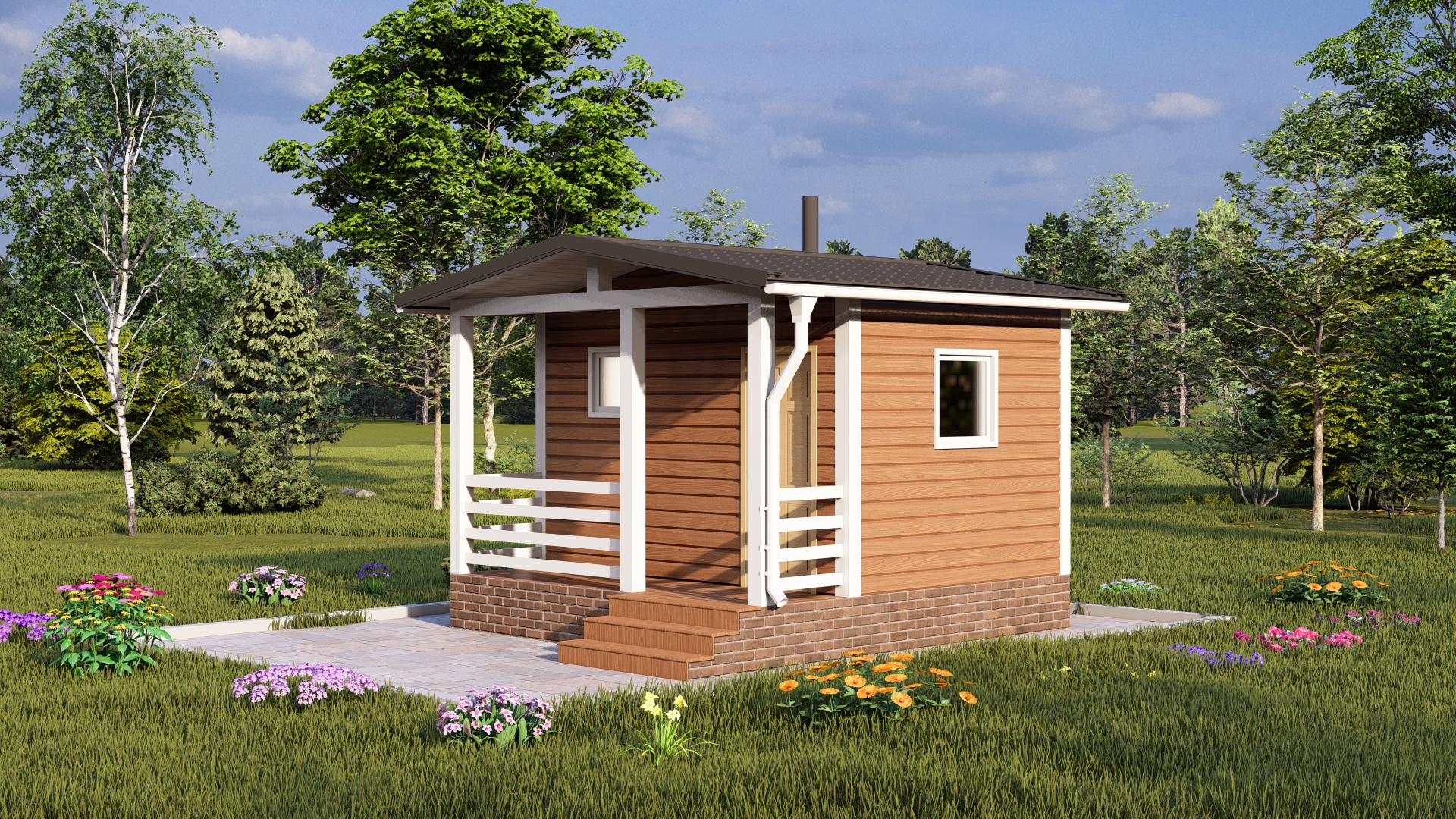 Каркасная баня «Клязьма» 4х4м