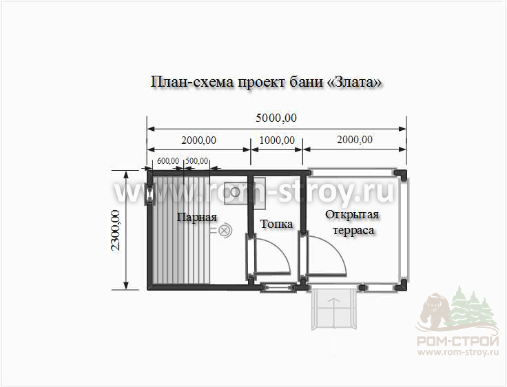 Перевозная баня из бруса "Злата" 5х2,3м