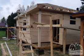 Каркасная баня 6х4 на столбчатом фундаменте