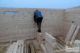 Баня из сухого прямого бруса 145х145 мм 6х6 м с террасой