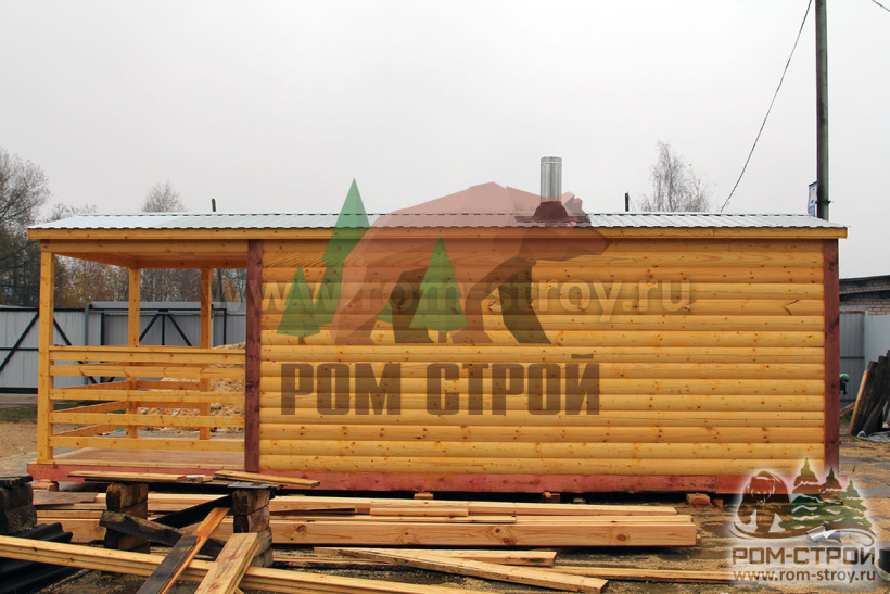 Перевозная баня из бруса «Тишин» 8х2,3м