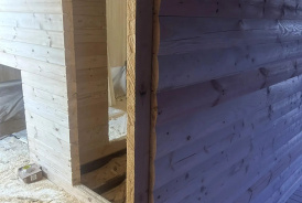 Баня из бруса 6х7 с панорамным окном, Ура-Губа