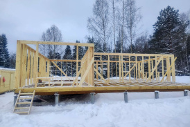 Сборка каркаса дома 9х12