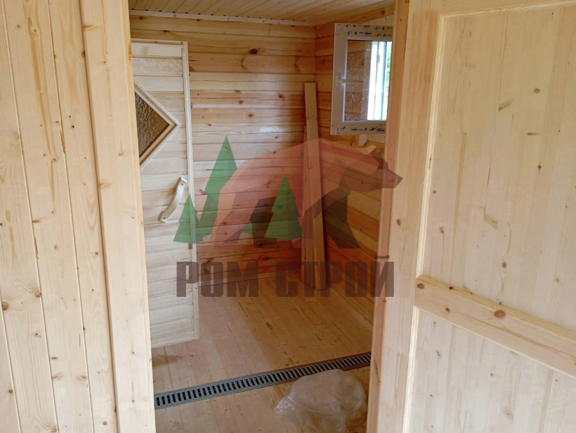 Баня из бруса с панорамными окнами 4х6