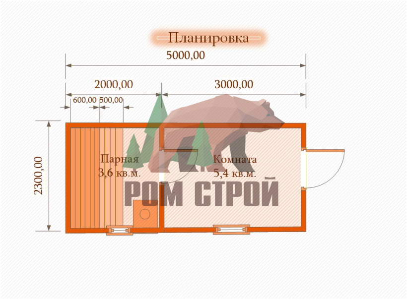 Каркасная баня 2х5  в Скандинавском стиле