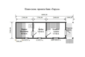 Перевозная баня из бруса 8х2,3 "Тарина"