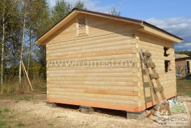 Сборка бани из профбруса на столбчатом фундаменте Смоленск