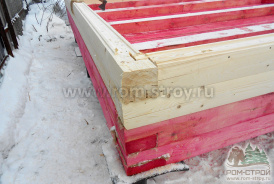 Обвязка основания в 2 ряда брус 150х150 мм