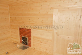 Интерьер каркасной бани 5х4, Ермак 12ПС, минерит