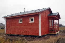Каркасная баня 6х6 с открытой террасой 