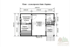 Баня из профилированного бруса «Зорина» 4х6 м