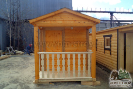 Передвижная баня из бруса с террасой