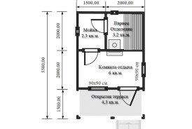 Баня из профилированного бруса "Венёв" 3,5х5,5 м