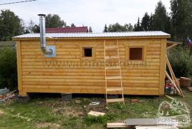 Сборка бани 6х2,3 на участке. Сэндвич в стену