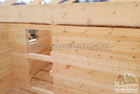 Баня 5х4 на сваях с обвязкой профтрубой, кровля Shinglas