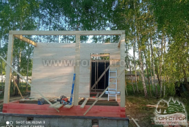 Каркасная баня 4х8 на ленточном фундаменте