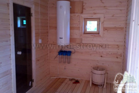 Интерьер каркасной бани 6х6 с террасой