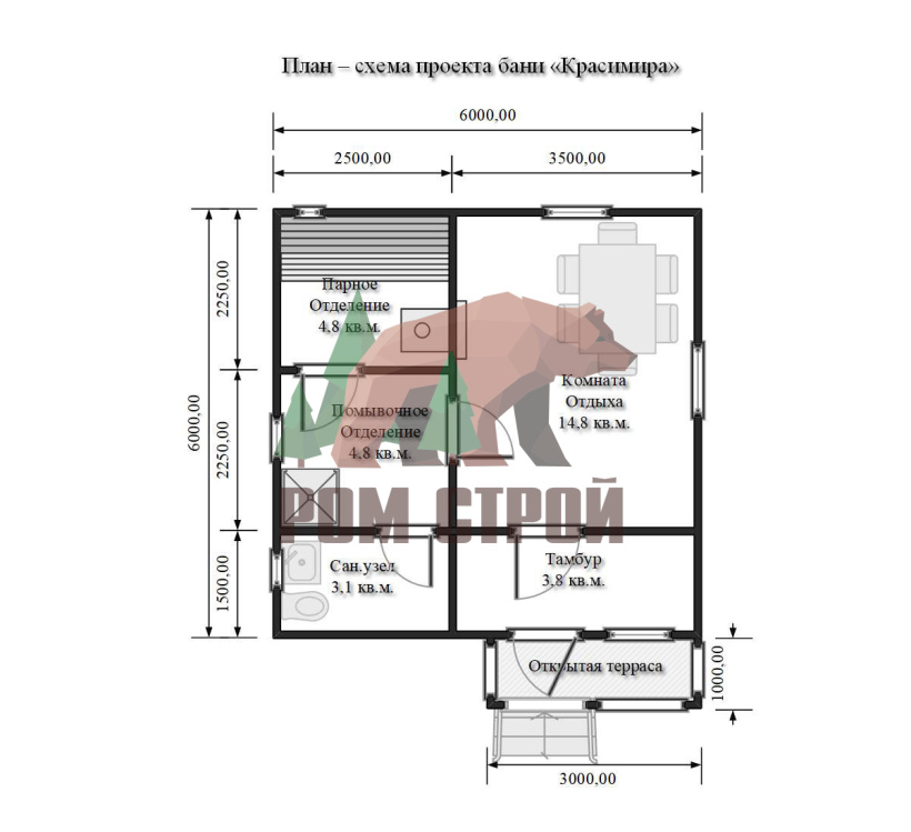 Баня из профилированного бруса 7х6 «Красимира»