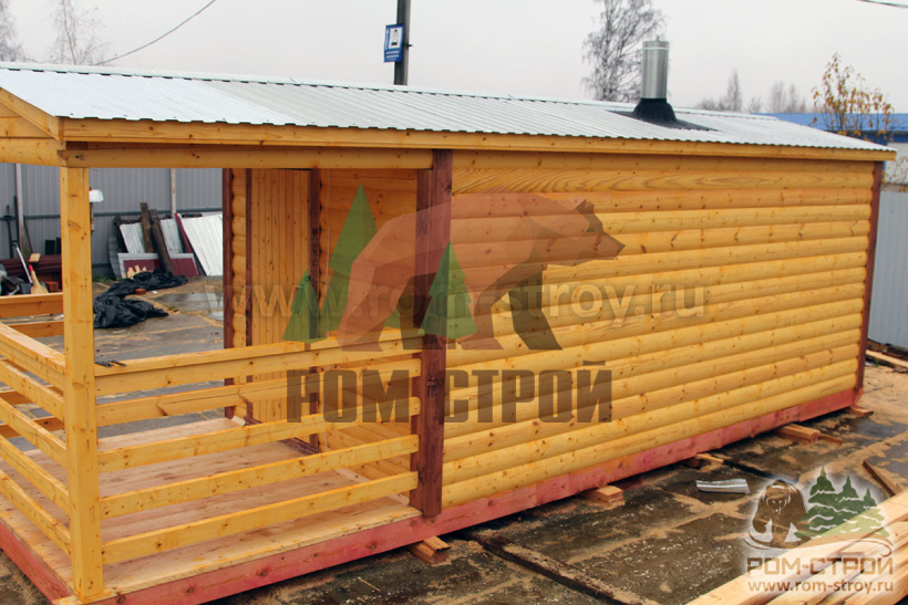 Перевозная баня из бруса «Тишин» 8х2,3м