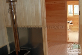 Погрузка бани из бруса, Ермак 12, оцинк.сталь, выносной бак