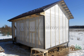 Каркасная баня отделка фасада - сайдинг Docke и утепление Rockwool