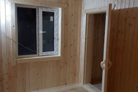 Каркасная баня 4х7,5м, парная, печь, утепление пола