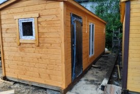 Панорамные окна в готовой бани 8х2,3 Чална, Карелия