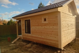 Баня из бруса 6х4 с панорамным окном, Выборг