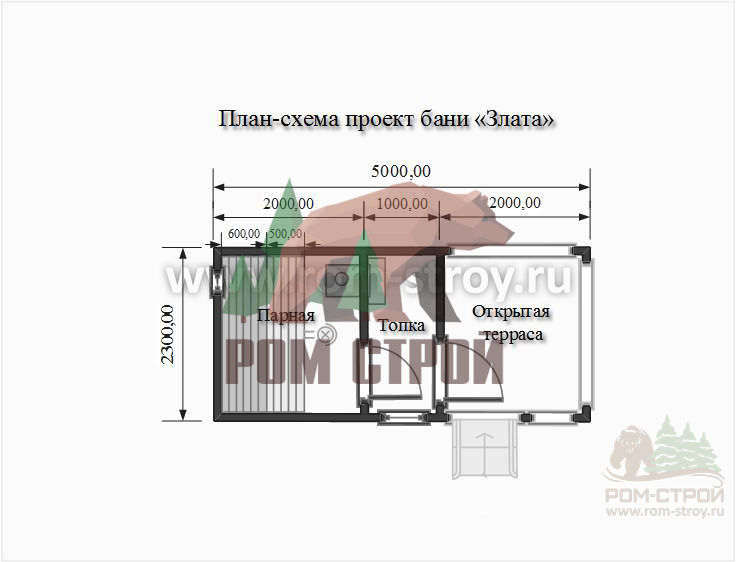 Перевозная баня из бруса "Злата" 5х2,3м