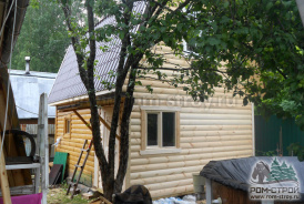 Каркасная мансарда с верандой к бане из бруса