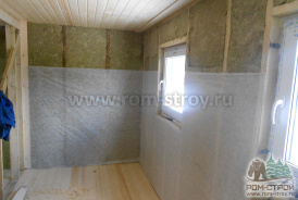 Каркасная баня отделка фасада - сайдинг Docke и утепление Rockwool