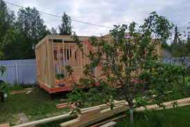 Каркасная баня с покраской и инженерией 4х7,5 м в Домодедово СНТ "Татьяна"