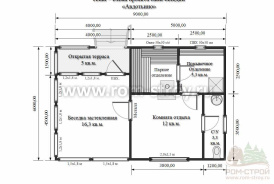 Каркасная баня "Авдотьино" 6х9м