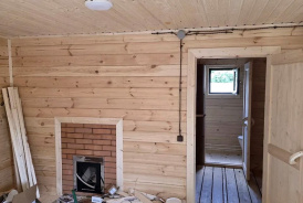 Баня из бруса 38,5 м² с коммуникациями