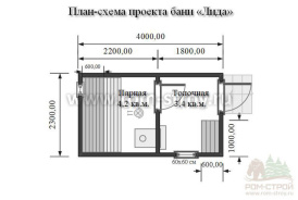 Перевозная баня из бруса «Лида» 4х2,3 м