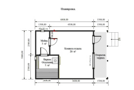 Каркасная баня 5х7,5 с террасой Курск