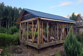 Вертикальный фасад каркасной бани 6х4 Конаково, Тверь