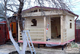 Строительство бани из сухого бруса 4х4 м