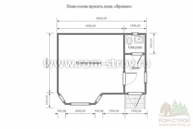 План схема проекта дома с эркером