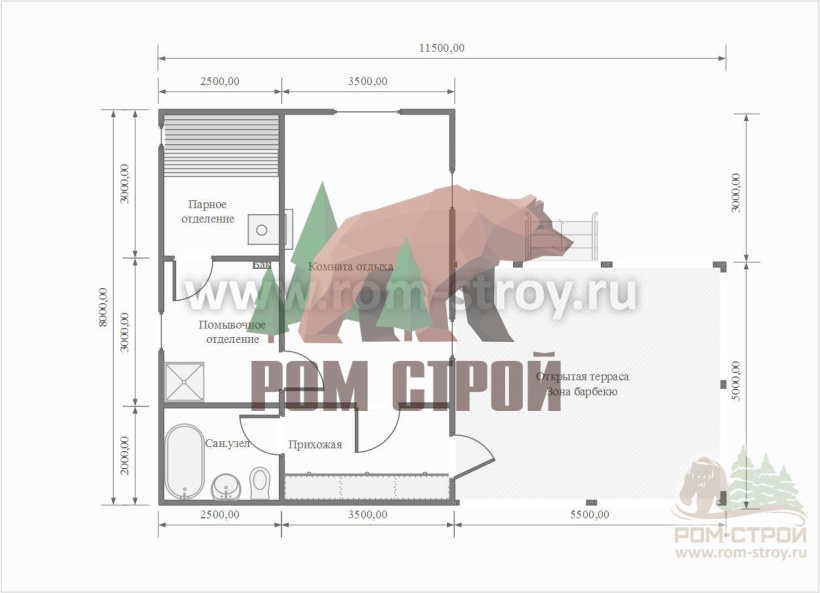 Баня из профилированного бруса "Мирина" 8х11,5