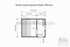 Перевозная баня из бруса "Веста" 3х2,3 м