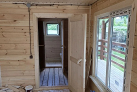 Баня из бруса 38,5 м² с коммуникациями