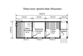 Перевозная баня из бруса «Владлена» 7х2,3м