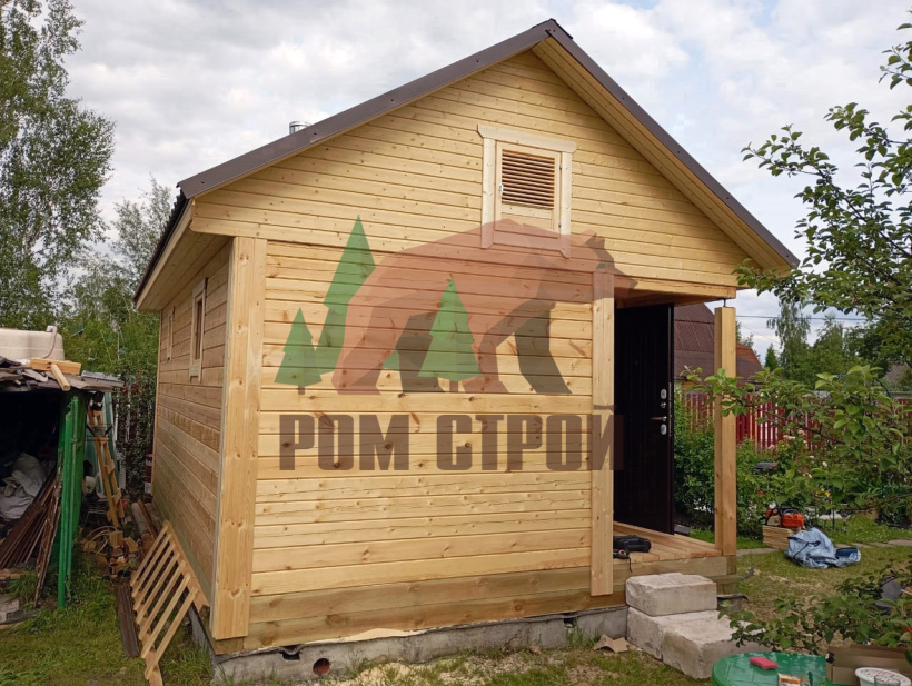 Баня из бруса с панорамными окнами 4х6